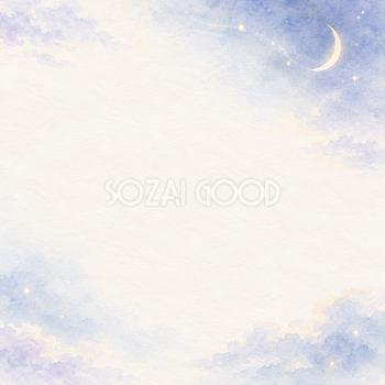 月と星の細い光｜文字なしの無料背景イラスト素材 103337