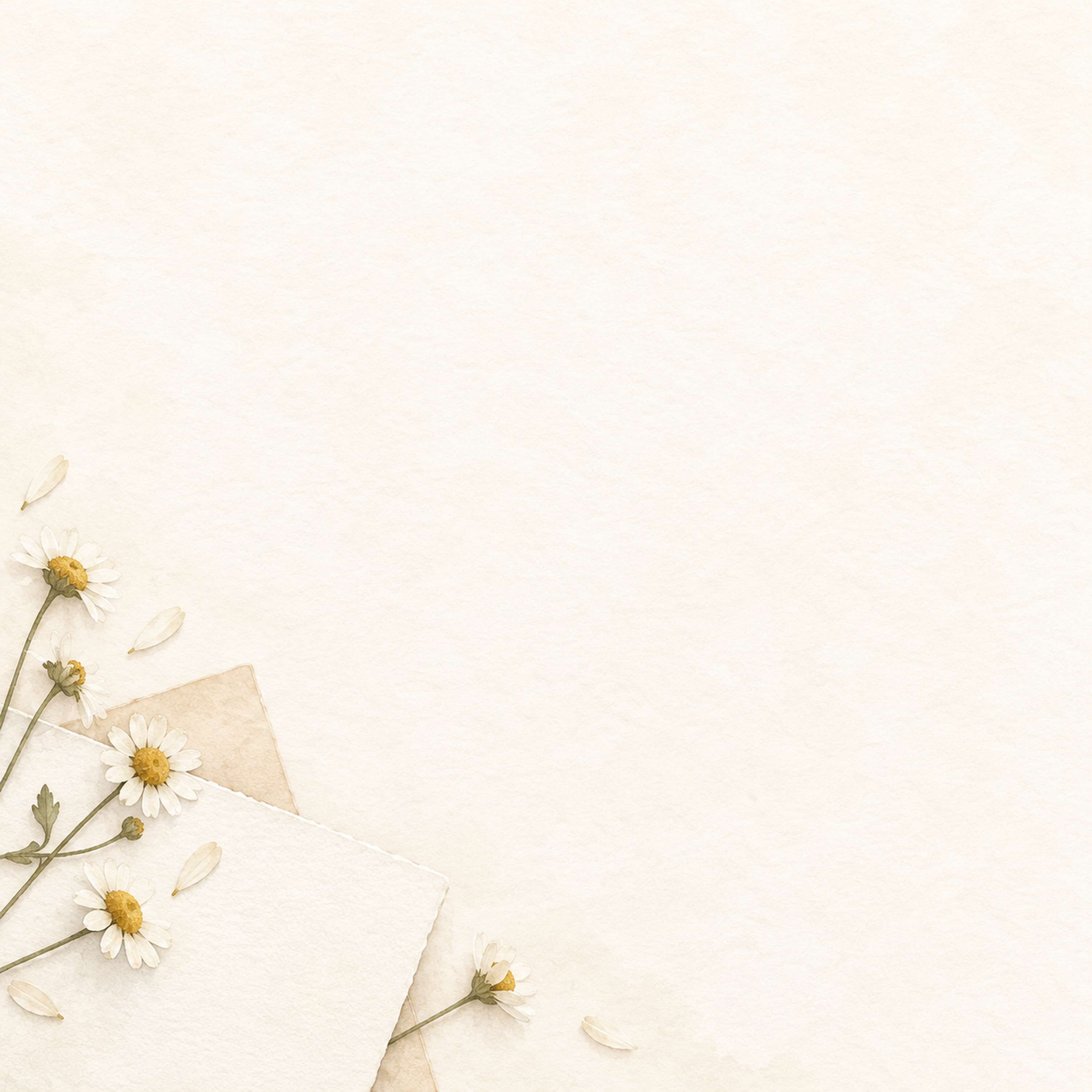 小さな押し花と便箋｜文字なしの無料背景イラスト素材 103371に写真・文字を入れる