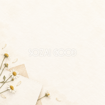 小さな押し花と便箋｜文字なしの無料背景イラスト素材 103371