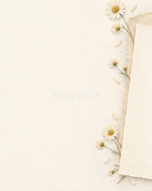 押し花と縦の便箋 押し花と縦の便箋