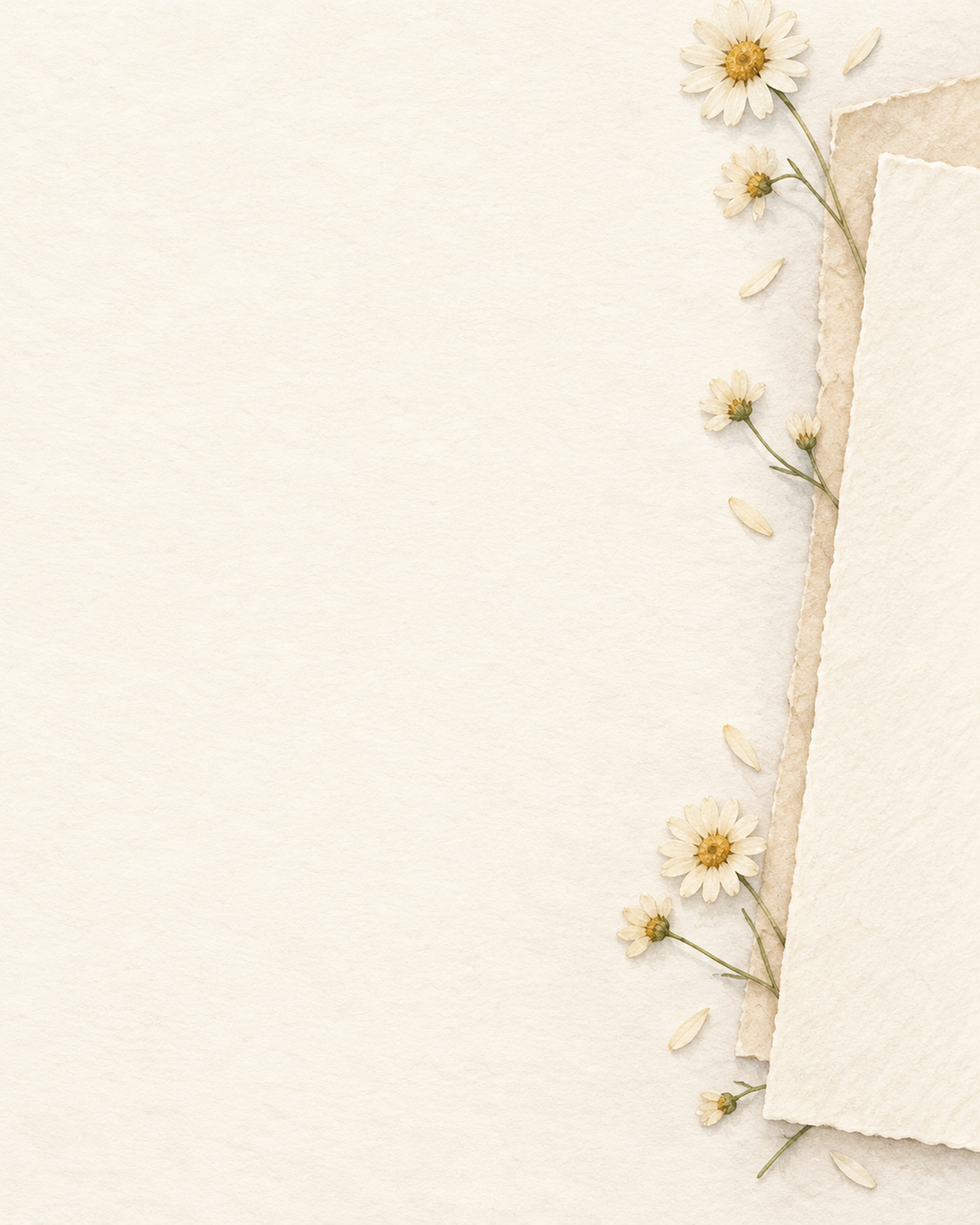 押し花と縦の便箋｜文字なしの無料背景イラスト素材 103378に写真・文字を入れる