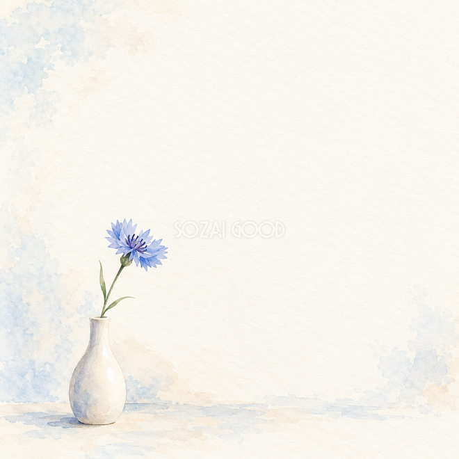 細い花器と青い花 細い花器と青い花