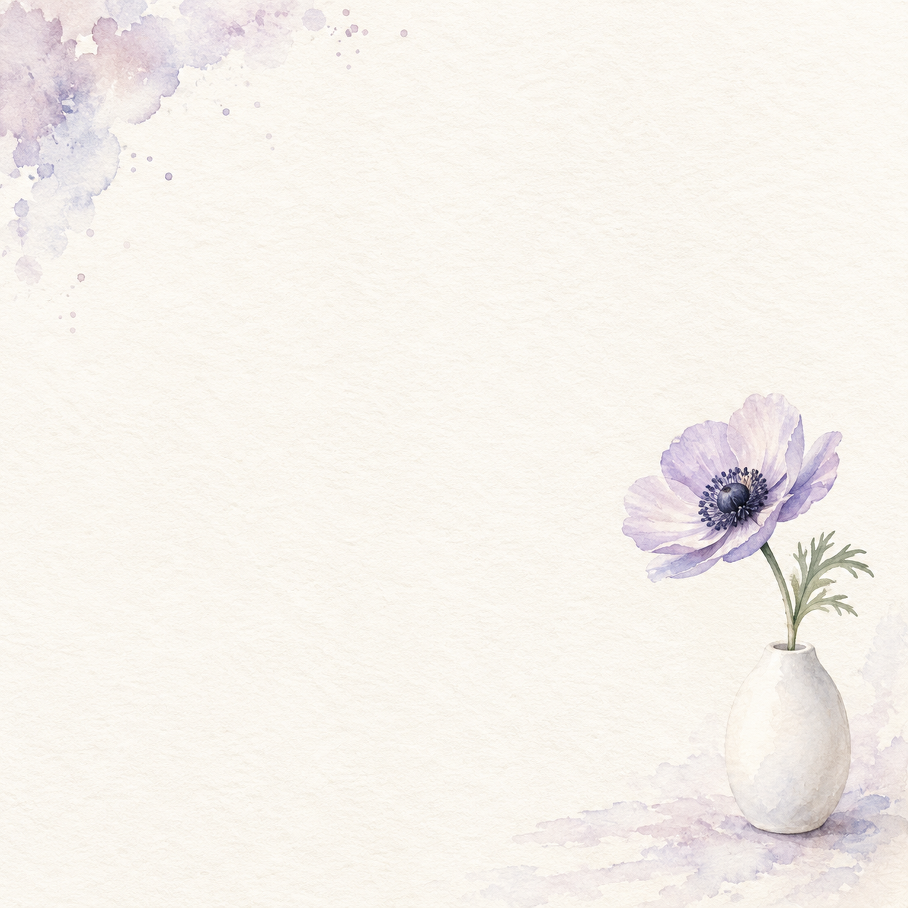 小さな花器と薄紫の花｜文字なしの無料背景イラスト素材 103388に写真・文字を入れる
