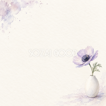 小さな花器と薄紫の花｜文字なしの無料背景イラスト素材 103388