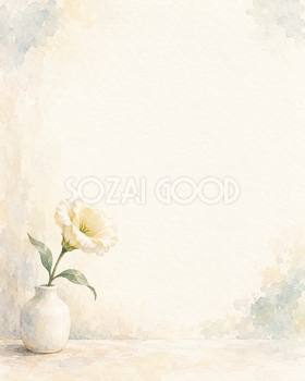 白い小壺と一輪の花｜文字なしの無料背景イラスト素材 103393