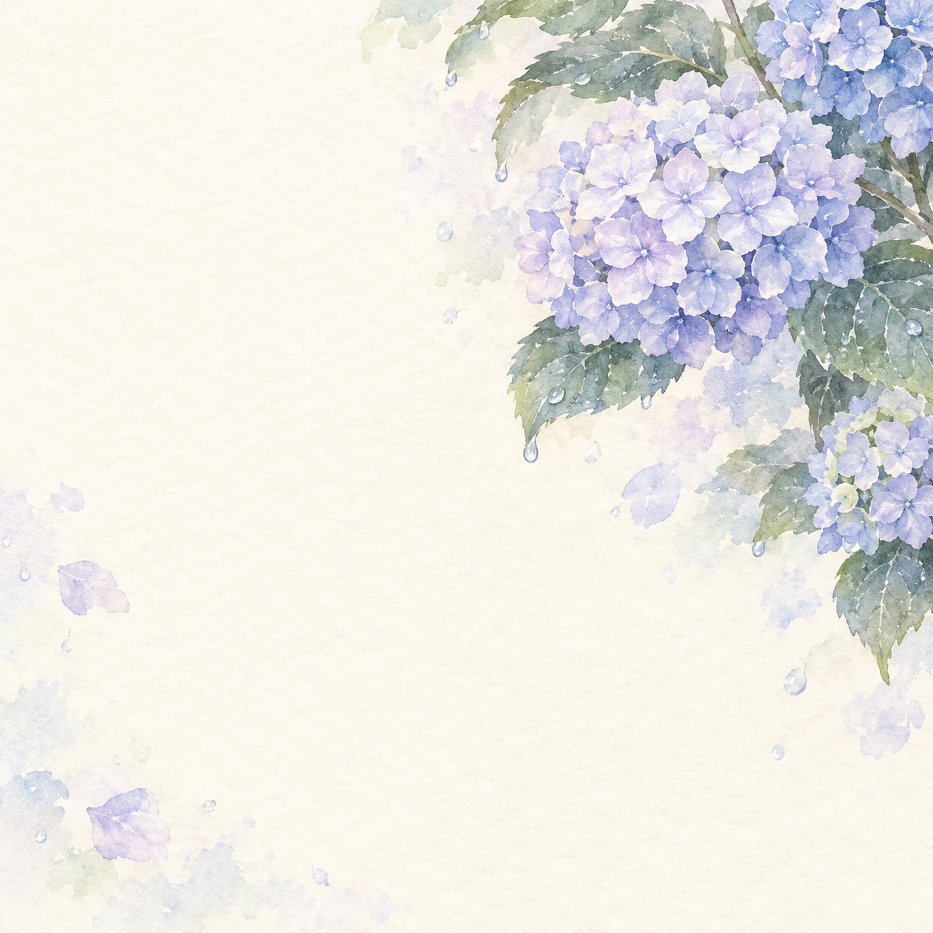 紫陽花の背景｜薄紫の花と雨上がりの光の無料イラスト素材 103445に写真・文字を入れる