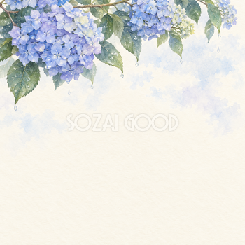 頭上の紫陽花と淡い空｜文字なしの無料背景イラスト素材 103447