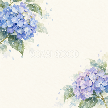 紫陽花の背景｜対角に咲く青紫の花の無料イラスト素材 103448