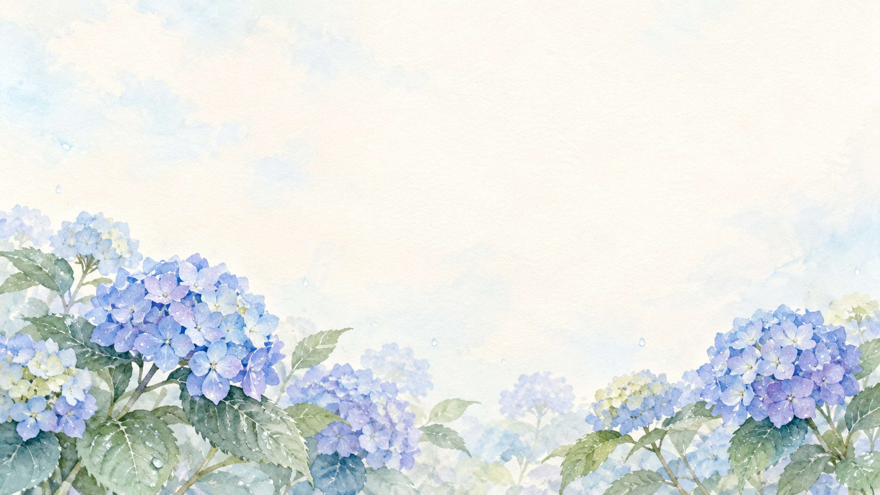 紫陽花と晴れ間の余白｜文字なしの無料背景イラスト素材 103455に写真・文字を入れる