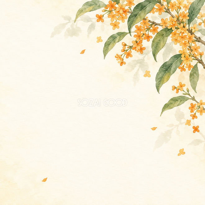 金木犀・小さな橙色の花と葉影 金木犀・小さな橙色の花と葉影