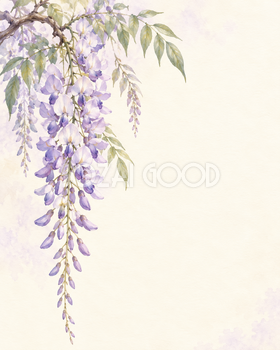 縦に流れる藤の花房｜文字なしの無料背景イラスト素材 103529