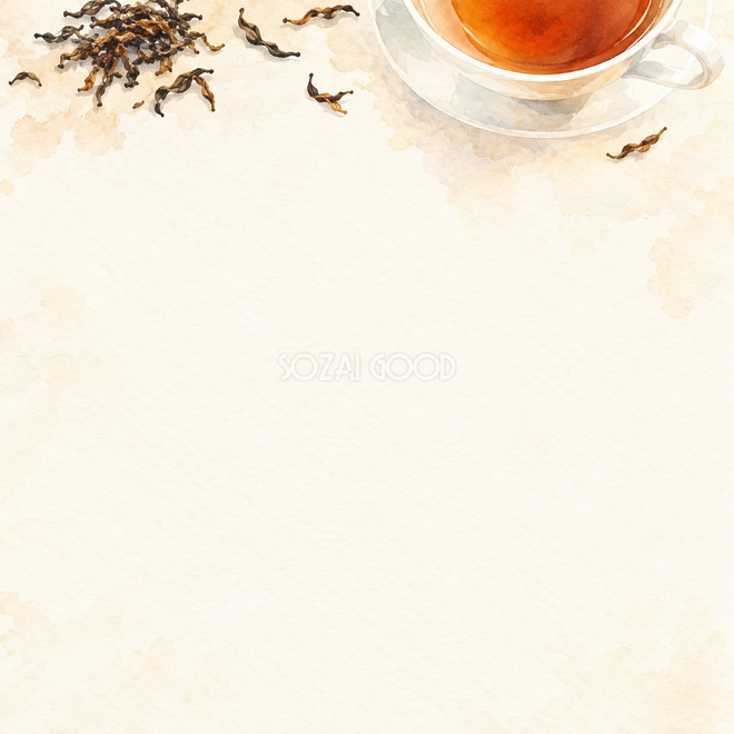 紅茶・上側のティーカップと余白 紅茶・上側のティーカップと余白