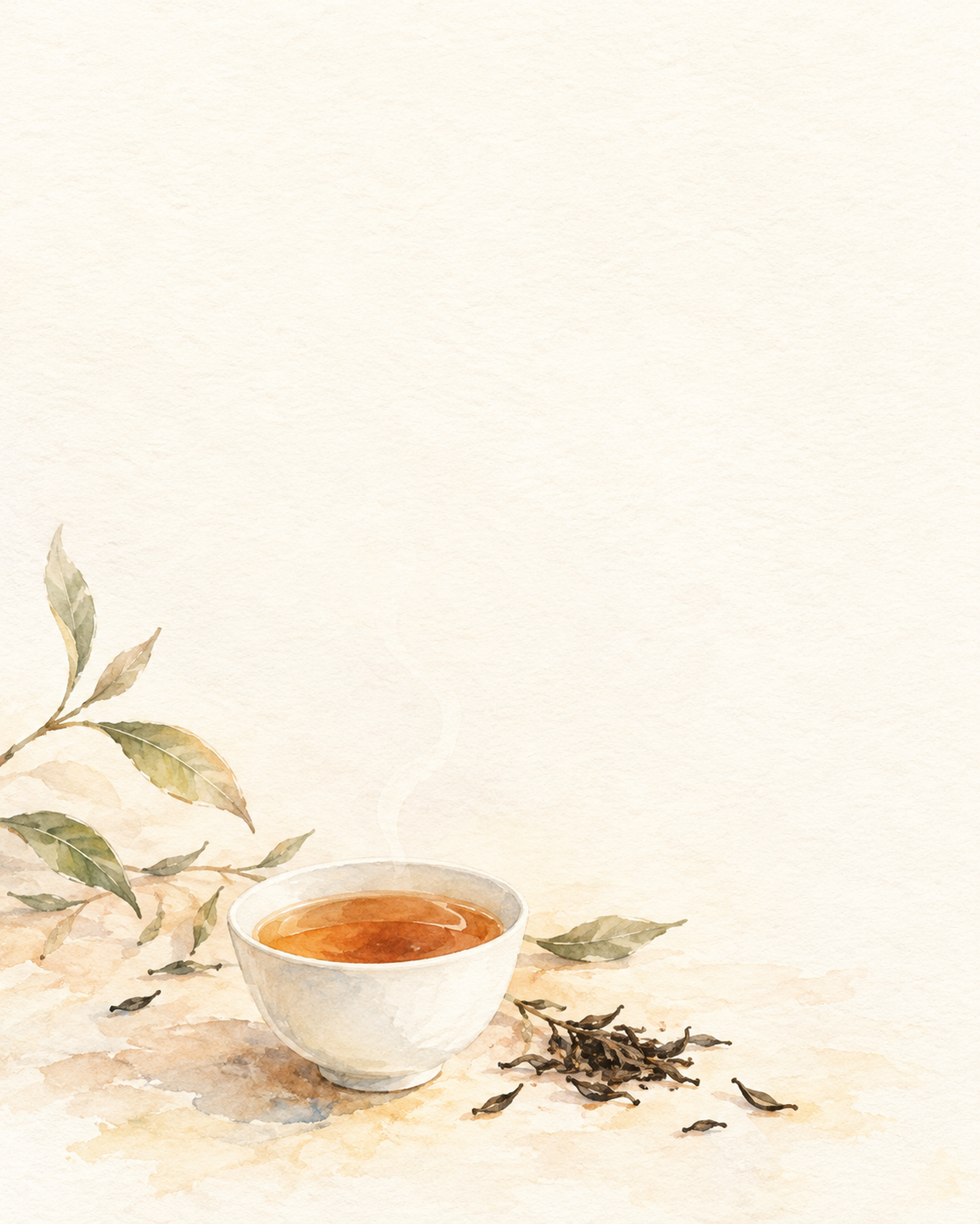 紅茶の背景｜小さなカップと茶葉の無料イラスト素材 103580に写真・文字を入れる