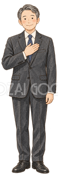 胸に手を添える男性｜年末年始の無料ビジネス人物イラスト素材 103651