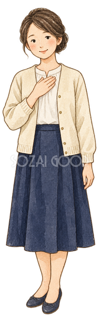 胸に手を添える女性 胸に手を添える女性