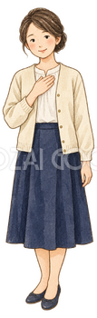 胸に手を添える女性｜年末年始の無料ビジネス人物イラスト素材 103652