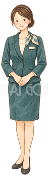 感謝を伝える受付スタッフ｜年末年始の無料ビジネス人物イラスト素材 103657