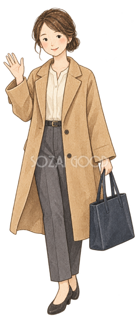コートを着て帰る女性社員 コートを着て帰る女性社員