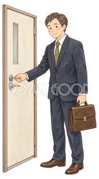 戸締まりを確認する社員｜年末年始の無料ビジネス人物イラスト素材 103669