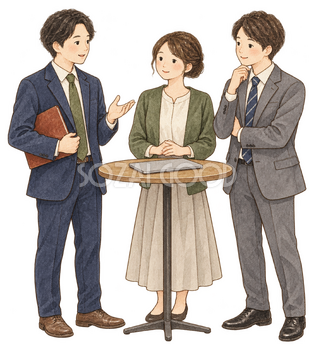 仕事納めのミーティング｜年末年始の無料ビジネス人物イラスト素材 103670