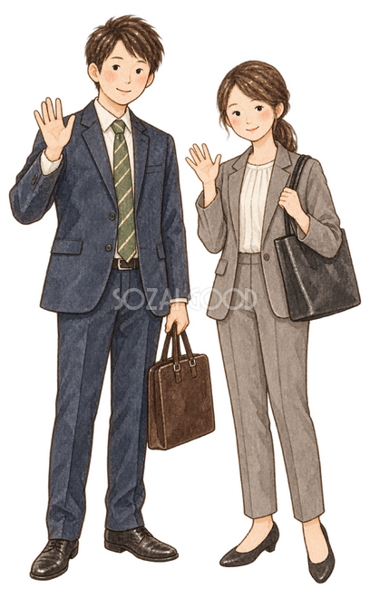 一年の仕事を終えた社員二人 一年の仕事を終えた社員二人