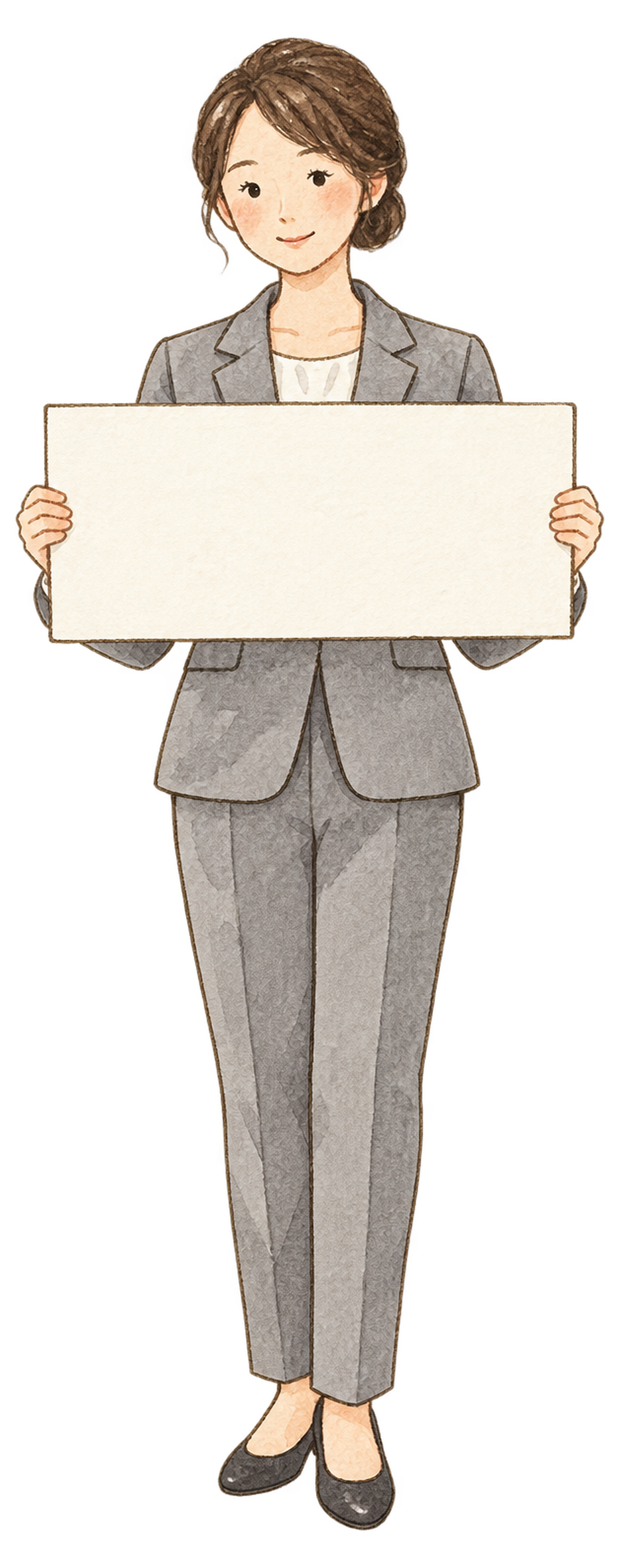 案内板を持つ女性社員｜年末年始の無料ビジネス人物イラスト素材 103674に写真・文字を入れる