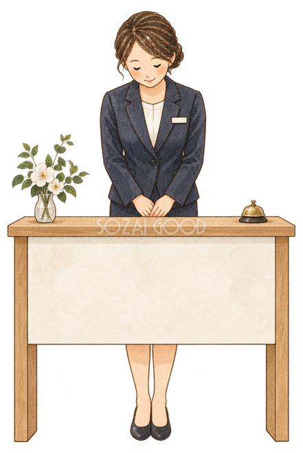 受付でお辞儀する女性 受付でお辞儀する女性