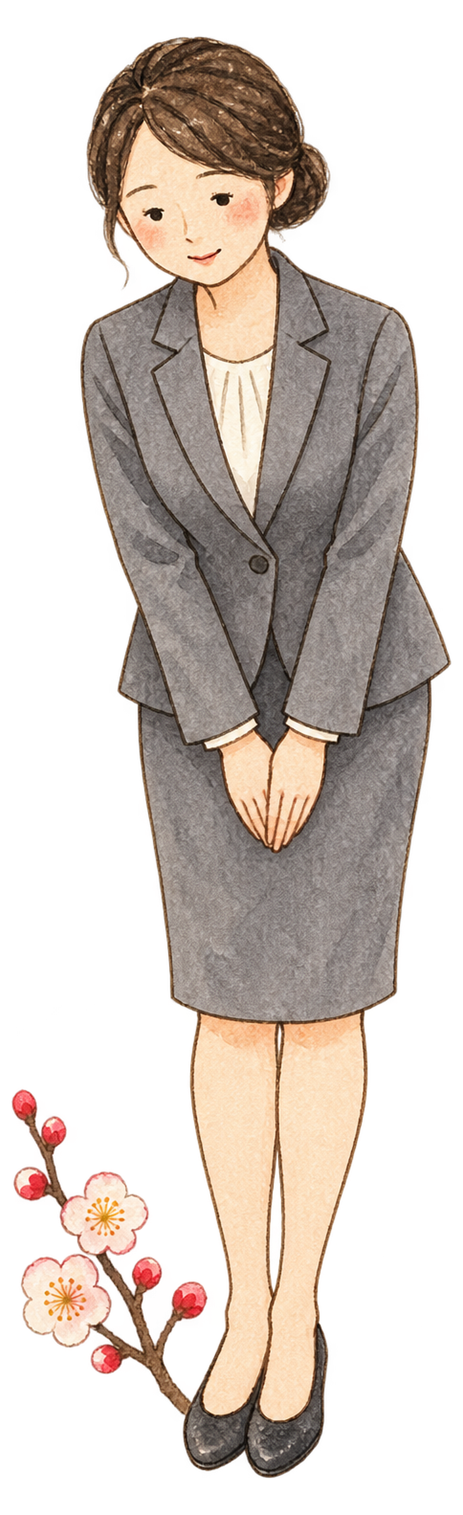 新年のお辞儀をする女性｜年末年始の無料ビジネス人物イラスト素材 103687に写真・文字を入れる