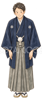 羽織袴の男性のご挨拶｜年末年始の無料ビジネス人物イラスト素材 103691