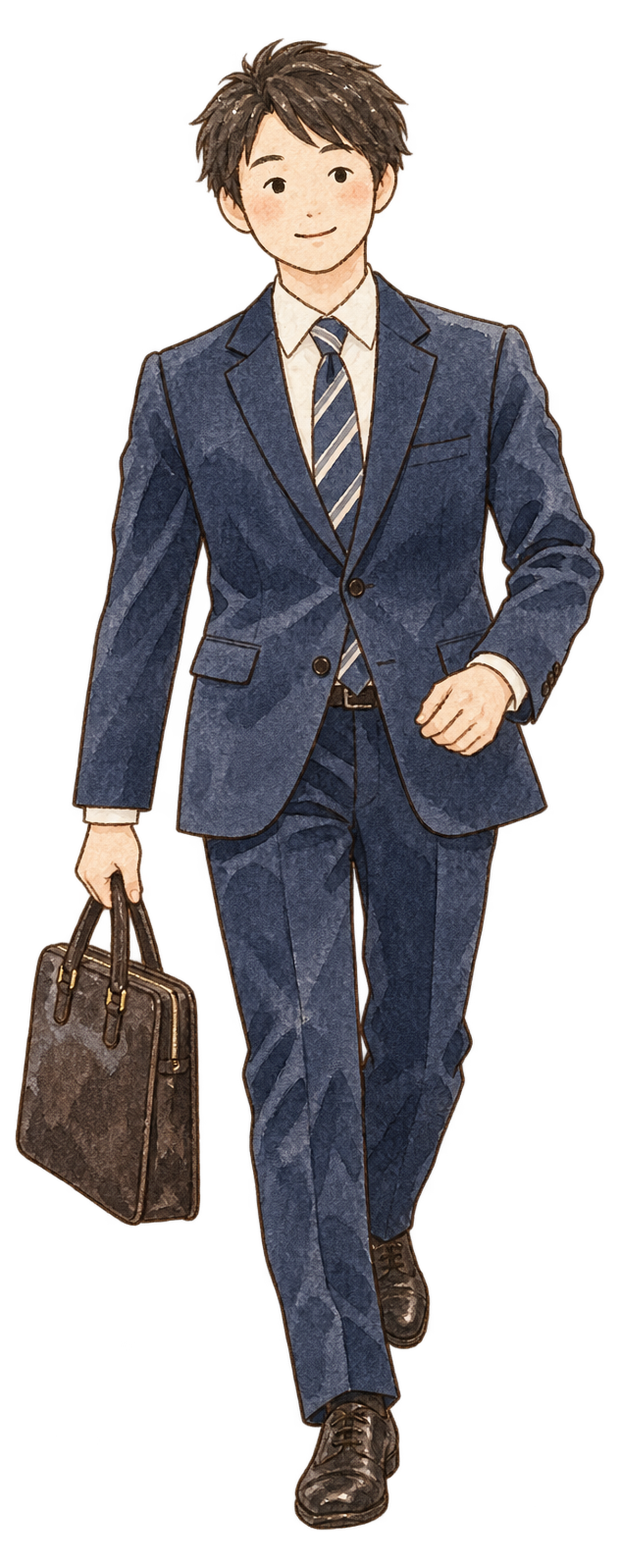 仕事始めに出社する男性｜年末年始の無料ビジネス人物イラスト素材 103699に写真・文字を入れる