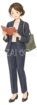 新しい手帳を開く女性｜年末年始の無料ビジネス人物イラスト素材 103701