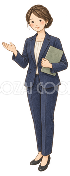 朝礼で挨拶するリーダー｜年末年始の無料ビジネス人物イラスト素材 103703