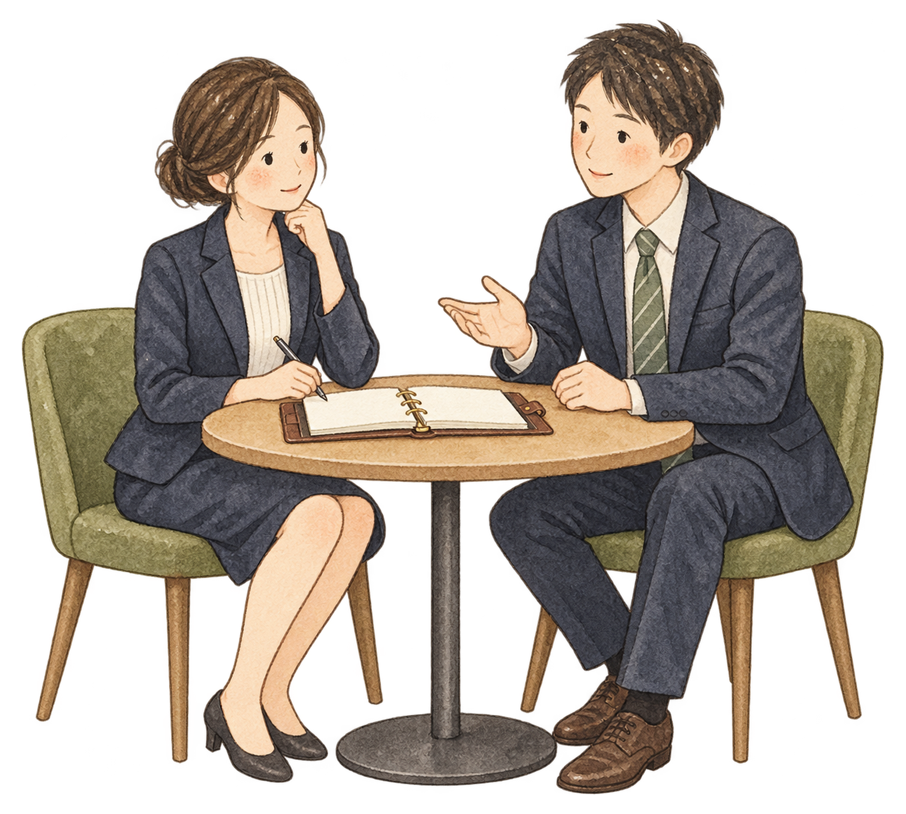 新年最初の打ち合わせ｜年末年始の無料ビジネス人物イラスト素材 103705に写真・文字を入れる