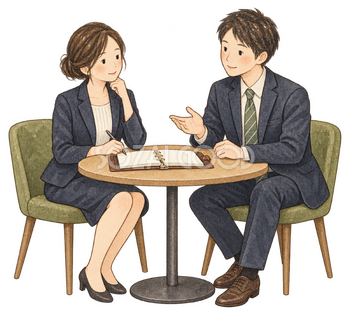 新年最初の打ち合わせ｜年末年始の無料ビジネス人物イラスト素材 103705