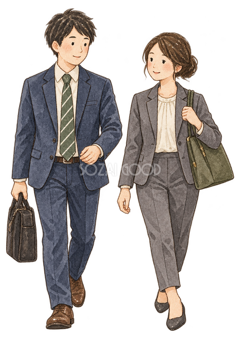 新年のスタートを切る社員二人 新年のスタートを切る社員二人