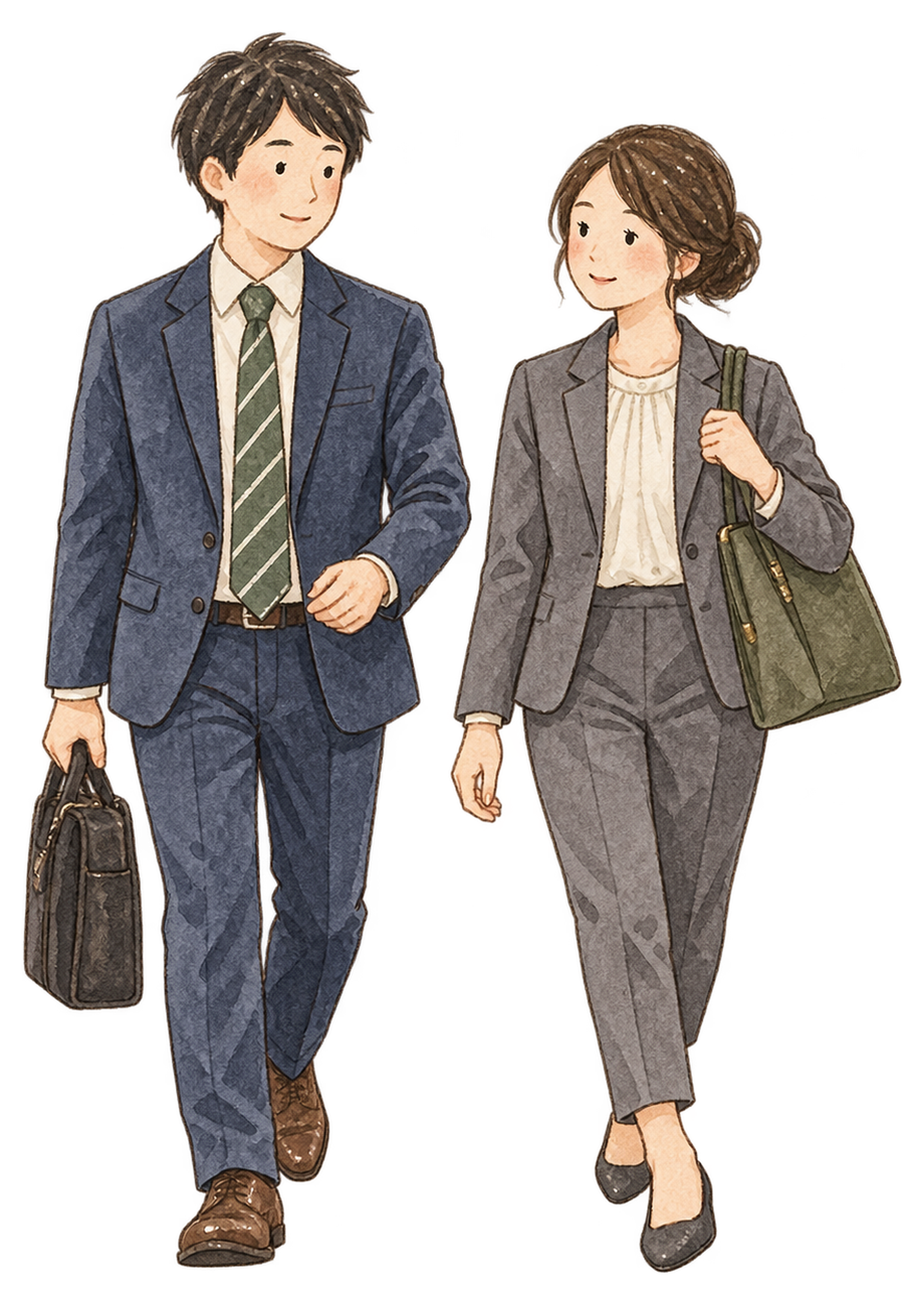 新年のスタートを切る社員二人｜年末年始の無料ビジネス人物イラスト素材 103710に写真・文字を入れる