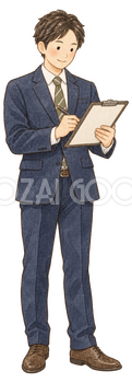 目標を書き込む男性｜年末年始の無料ビジネス人物イラスト素材 103712