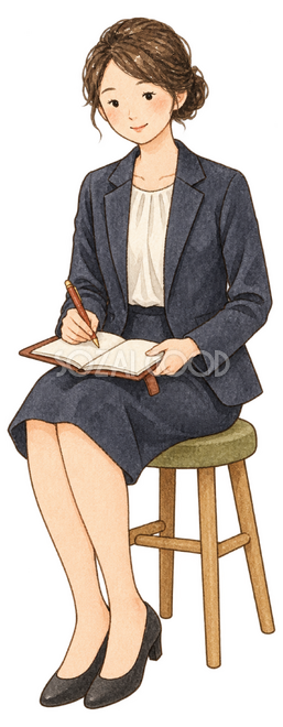 目標を書き込む女性 目標を書き込む女性