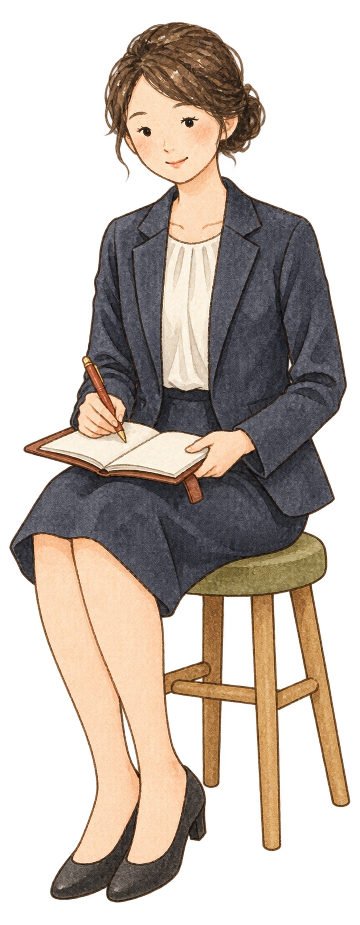 目標を書き込む女性｜年末年始の無料ビジネス人物イラスト素材 103713に写真・文字を入れる