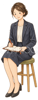 目標を書き込む女性｜年末年始の無料ビジネス人物イラスト素材 103713