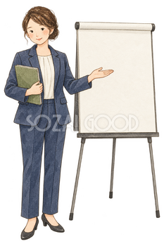 計画を説明する女性リーダー｜年末年始の無料ビジネス人物イラスト素材 103715