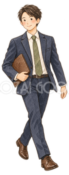 前へ踏み出す男性｜年末年始の無料ビジネス人物イラスト素材 103718