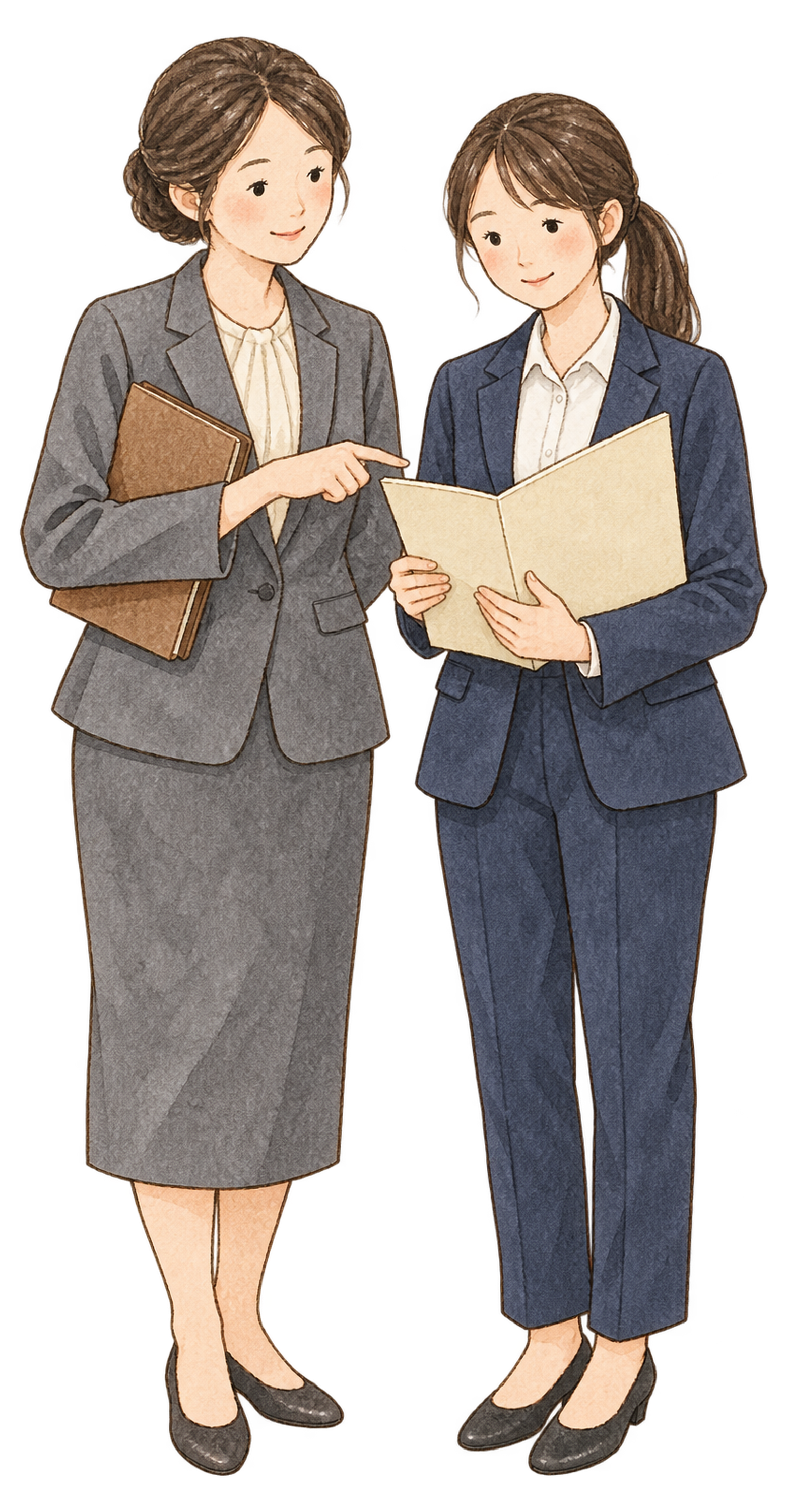 新人を支える先輩社員｜年末年始の無料ビジネス人物イラスト素材 103722に写真・文字を入れる