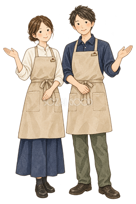 お客様を迎えるスタッフ二人 お客様を迎えるスタッフ二人
