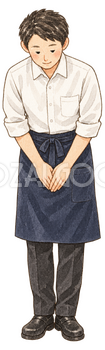 飲食店の年末挨拶｜年末年始の無料ビジネス人物イラスト素材 103731