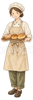 パン屋の営業開始｜年末年始の無料ビジネス人物イラスト素材 103735