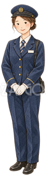 バス運転手のご挨拶｜年末年始の無料ビジネス人物イラスト素材 103744