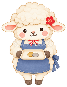 お釣りを渡す羊のイラスト｜未年・お正月のかわいい無料素材 103758