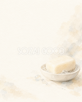 白い石けん・片側に流れる縦長背景｜文字なしの無料背景イラスト素材 103909