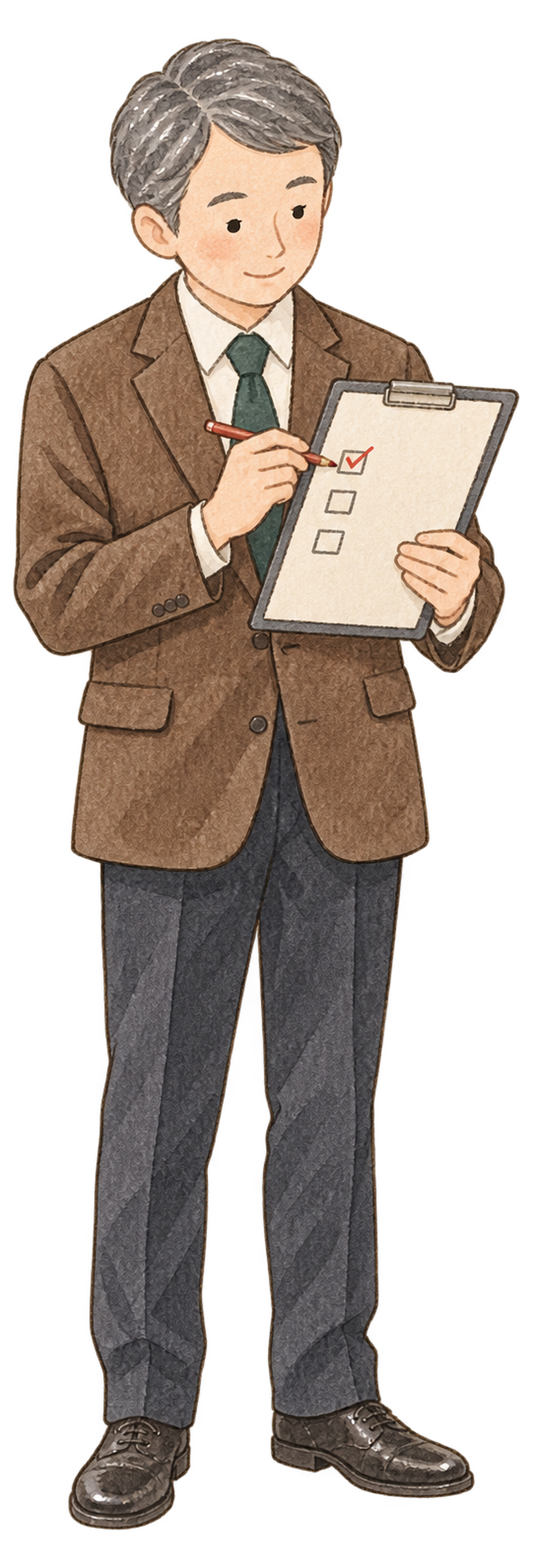 提出書類を確認するシニア社員｜年末の締切案内の無料人物イラスト素材 103944に写真・文字を入れる